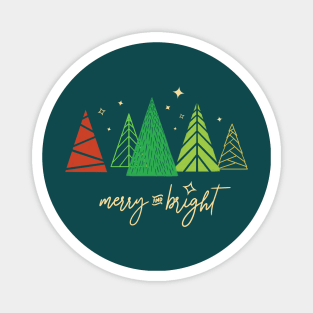 Merry and bright Christmas tree collection, illustrated Magnet